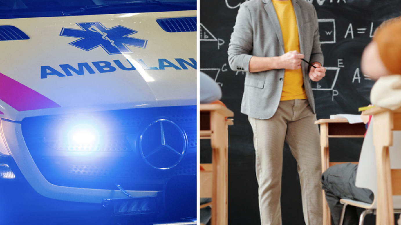 Fyra elever har förts till sjukhus efter en olycka på en skola utanför Kalmar. 